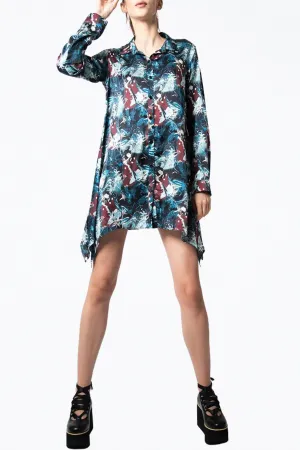 MODERN LOVE SILK CHARMEUSE MINI SHIRT DRESS