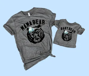 Mommy and Me Shirts | Mama Bear Baby Bear Floral Shirts