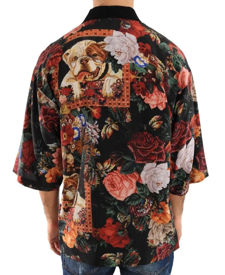 Multicolor Floral Silk Polo T-Shirt