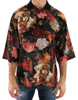 Multicolor Floral Silk Polo T-Shirt