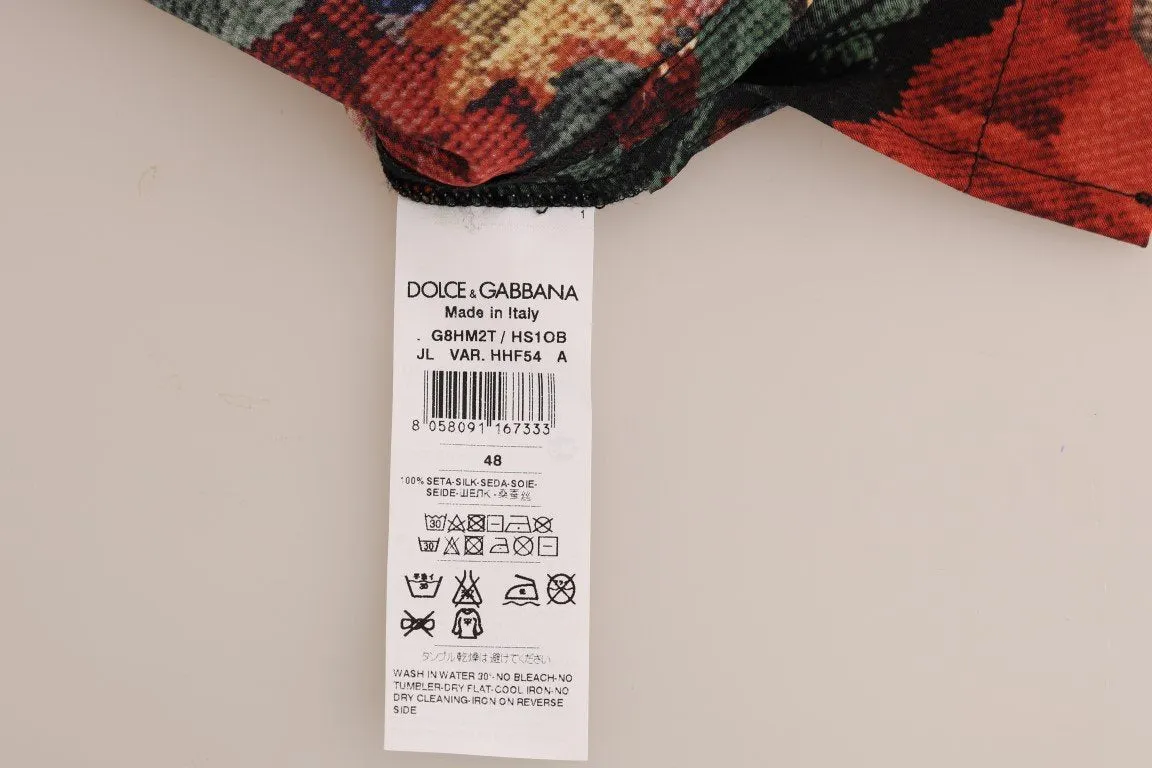Multicolor Floral Silk Polo T-Shirt