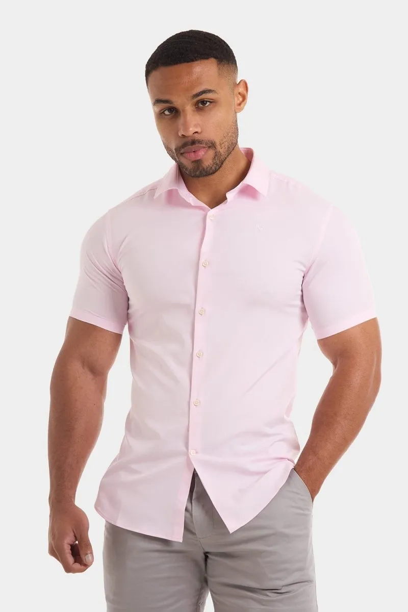 Muscle Fit Short Sleeve Bamboo Shirt in Pink