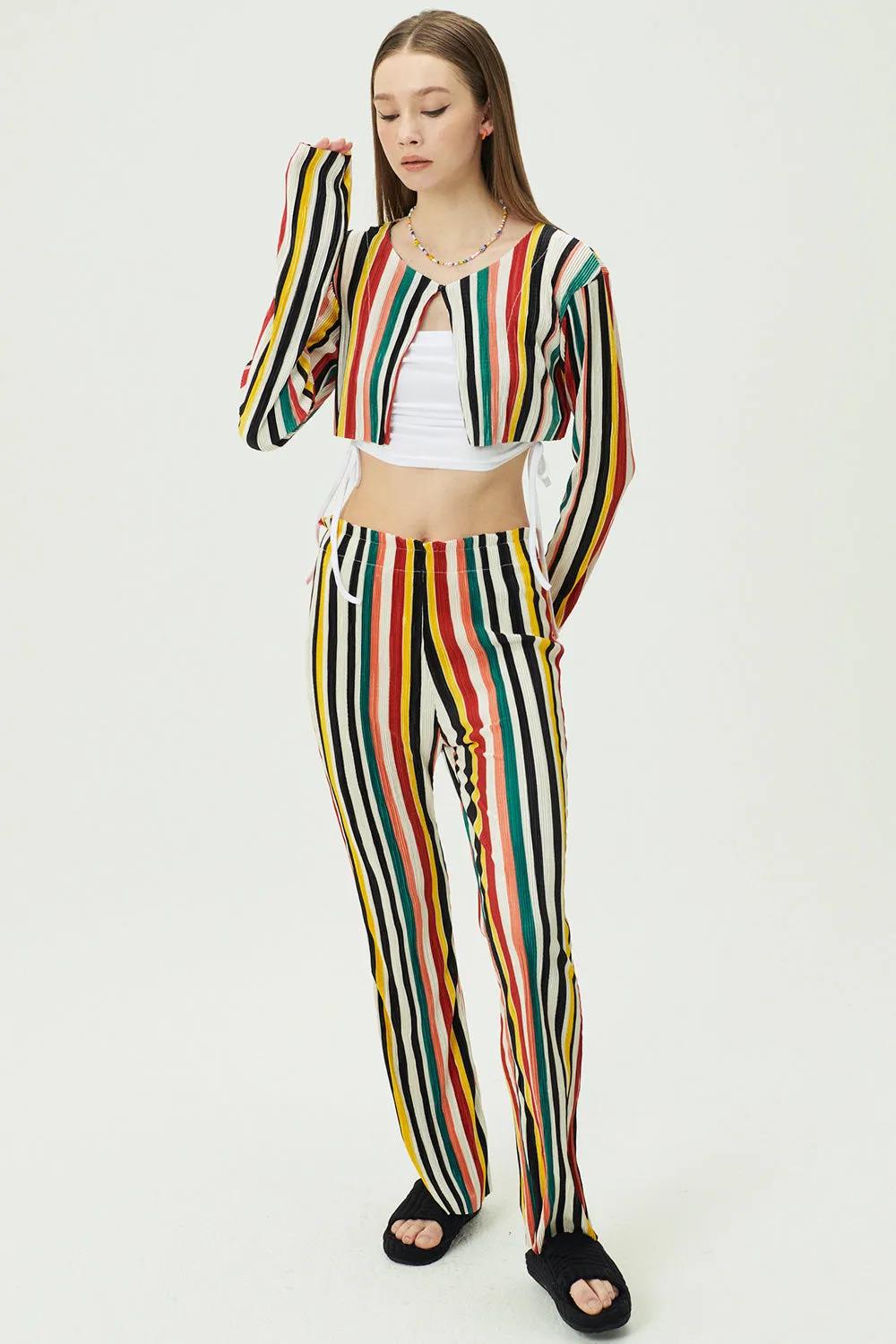 Nadua Striped Plisse Cardigan