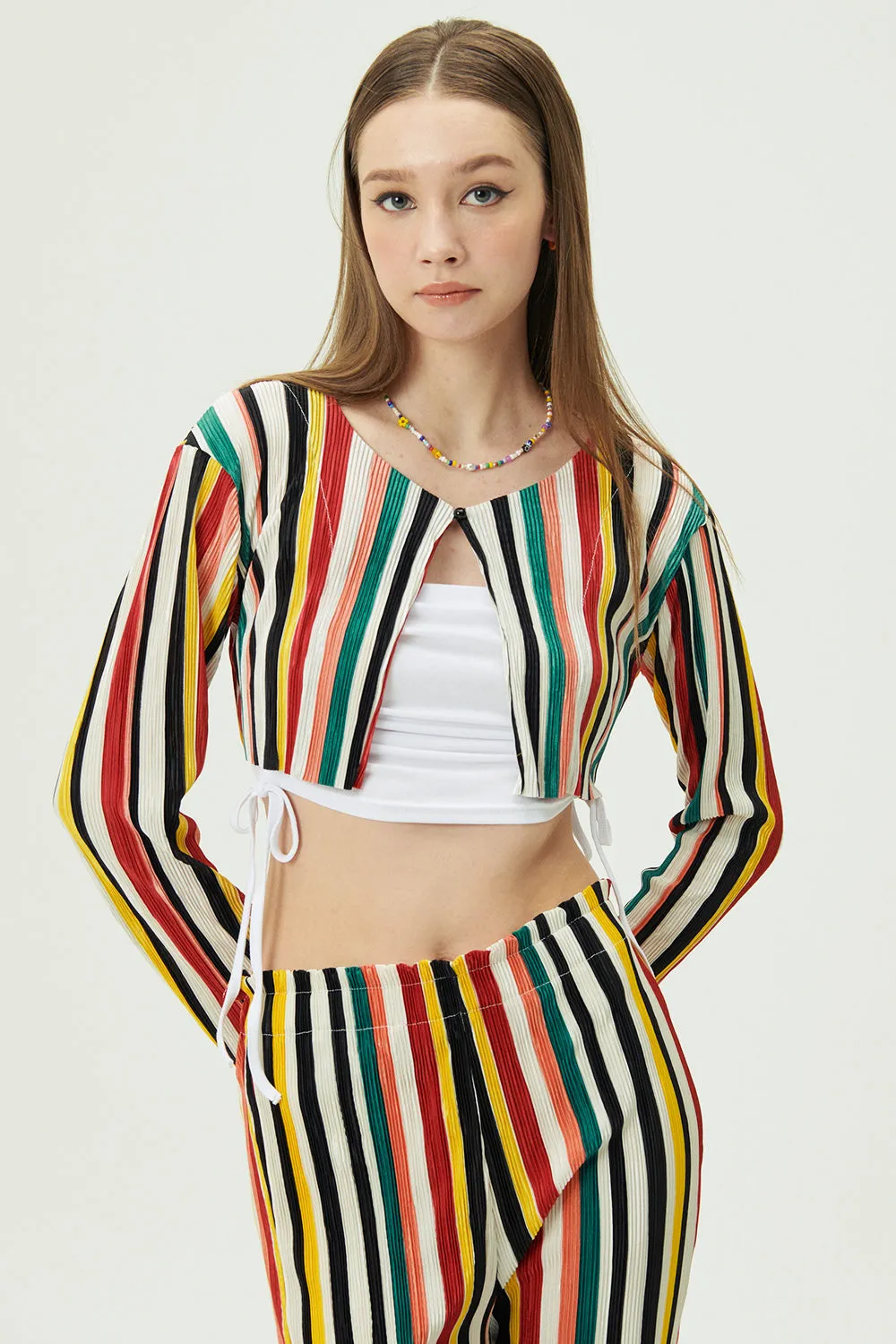 Nadua Striped Plisse Cardigan