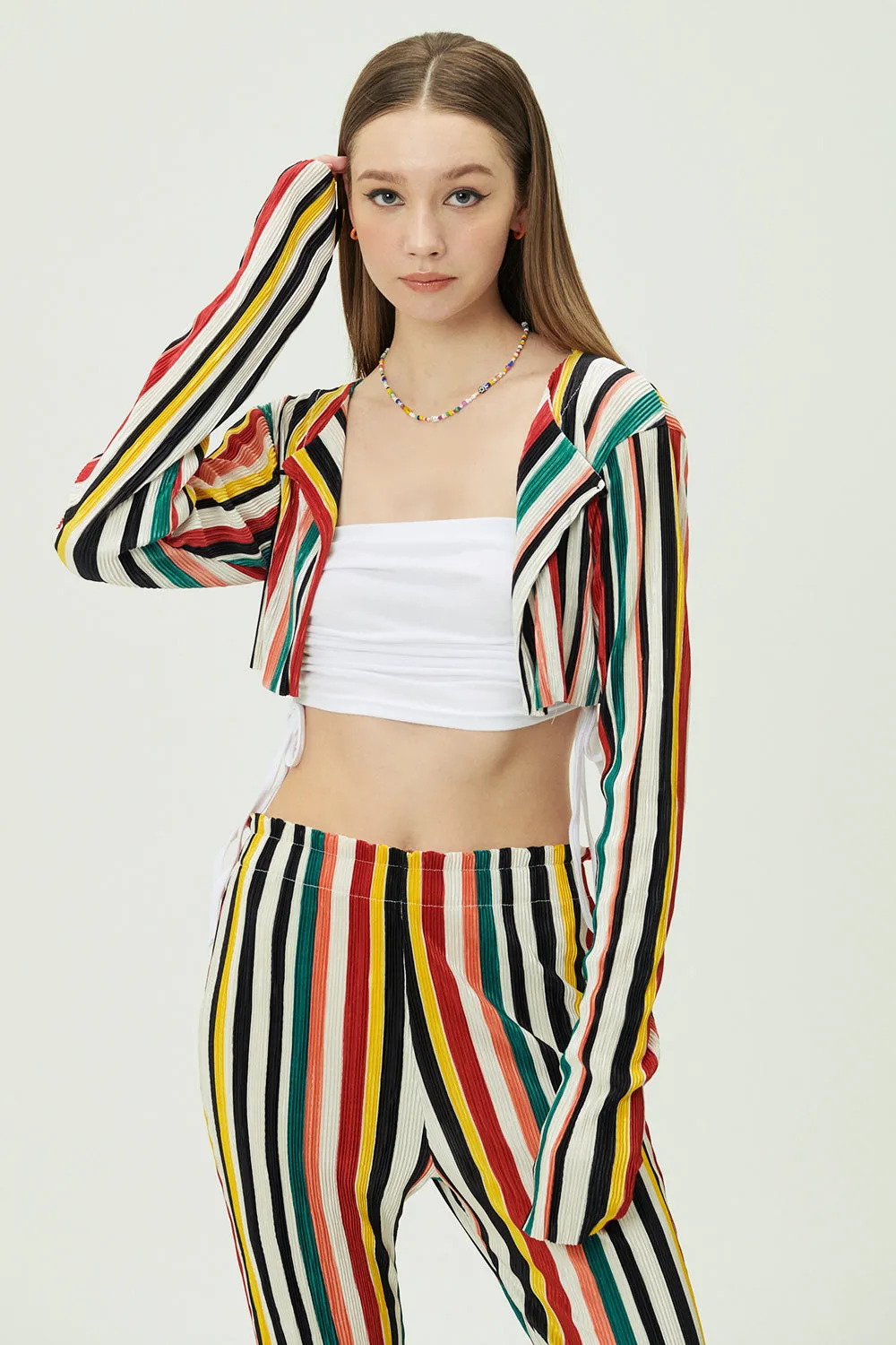 Nadua Striped Plisse Cardigan