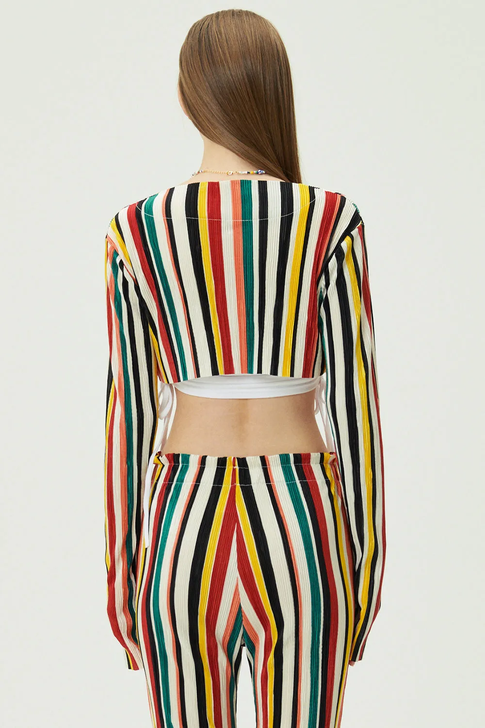 Nadua Striped Plisse Cardigan