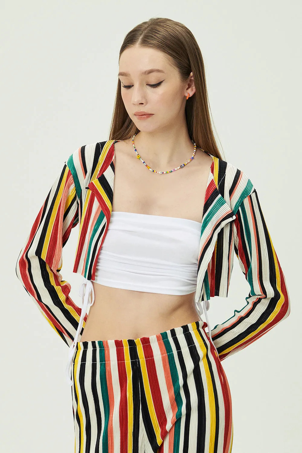Nadua Striped Plisse Cardigan