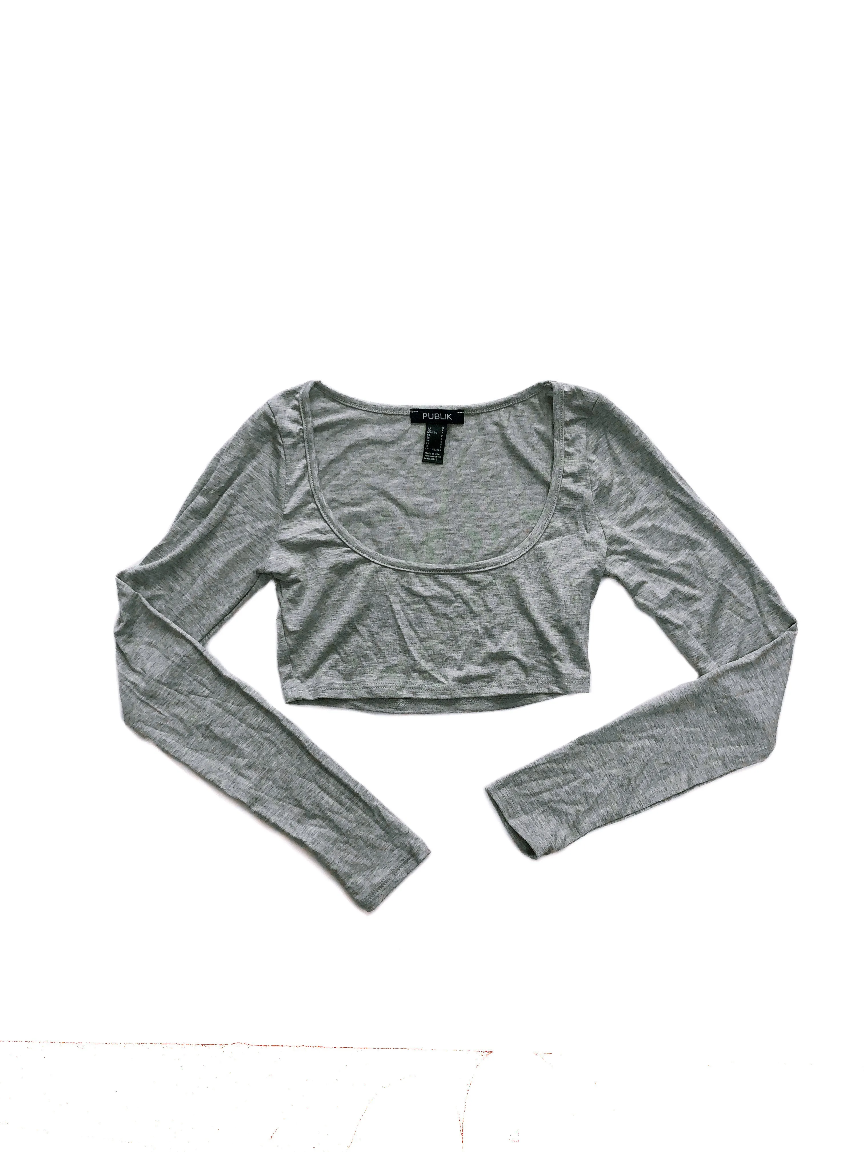 Nahla Ribbed Crop Top - Gray