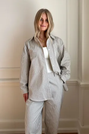NannaIC Skjorte - Beige Stribet