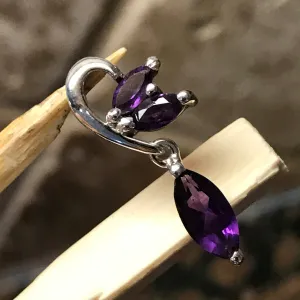 Natural 1.5ct Purple Amethyst 925 Solid Sterling Silver Pendant 26mm