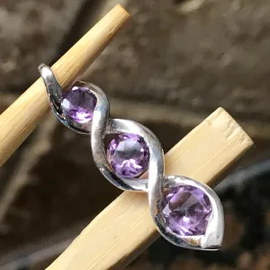 Natural 2.5ct Amethyst 925 Solid Sterling Silver Pendant 28mm