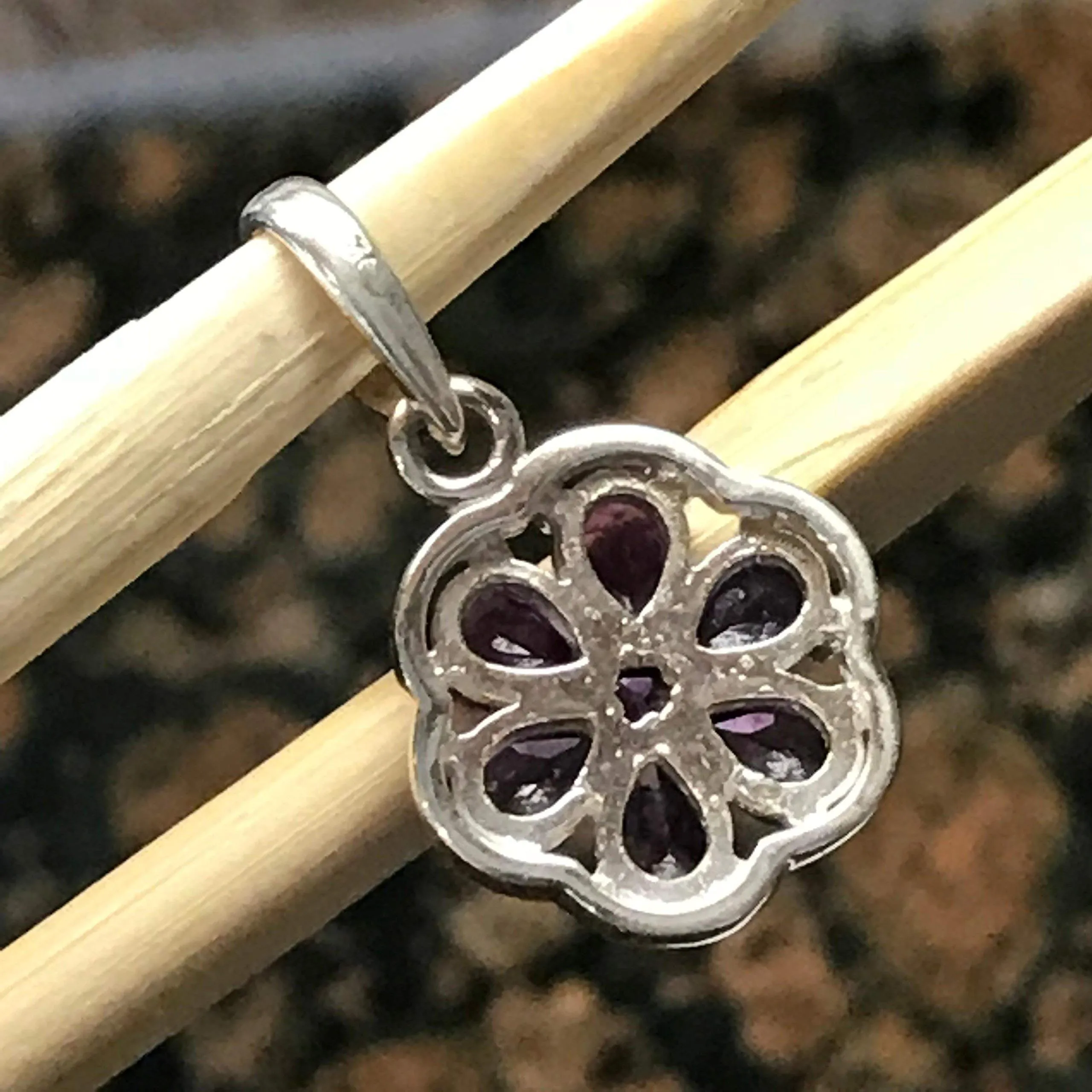 Natural 4ct Purple Amethyst 925 Sterling Silver Pendant 25mm