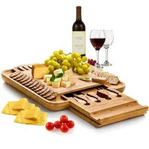 Natural Bamboo Cheese Board and Cutlery Set