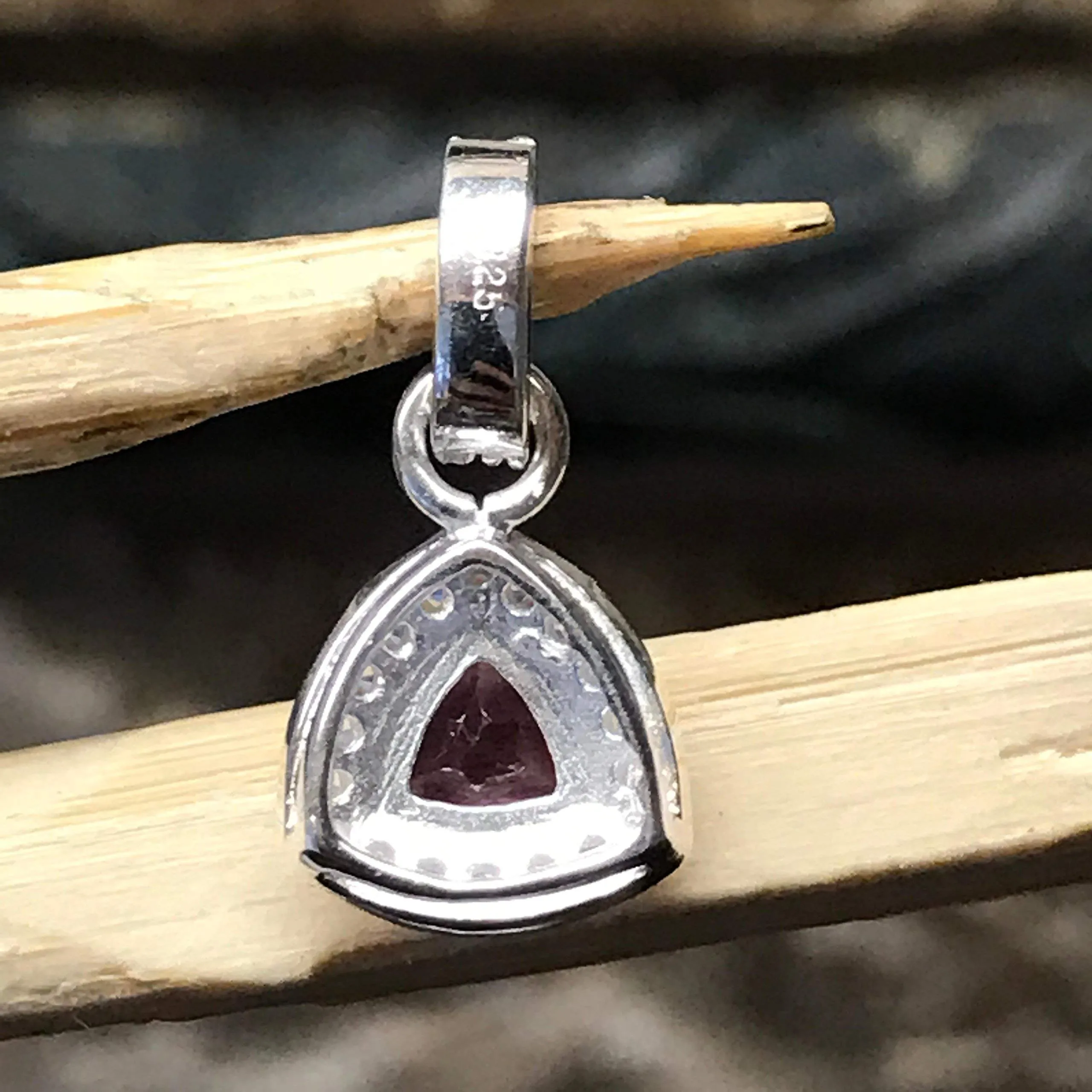 Natural Purple Amethyst 925 Solid Sterling Silver Pendant 20mm