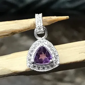 Natural Purple Amethyst 925 Solid Sterling Silver Pendant 20mm