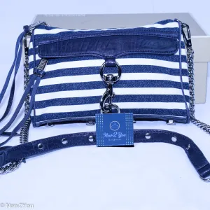 Navy Blue & White Striped Cross Body Purse (Rebecca Minkoff)