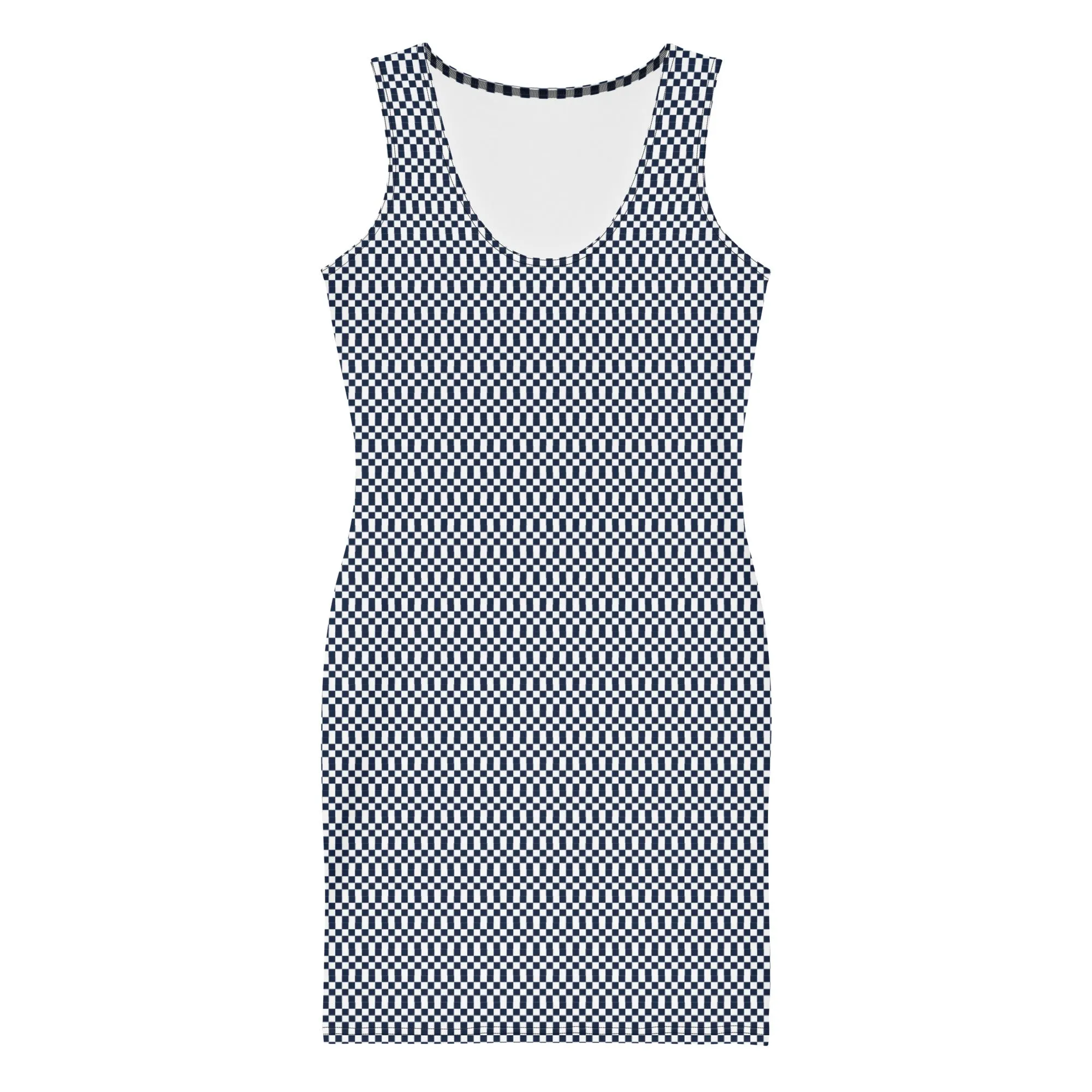 Navy Blue Micro Checker Dress