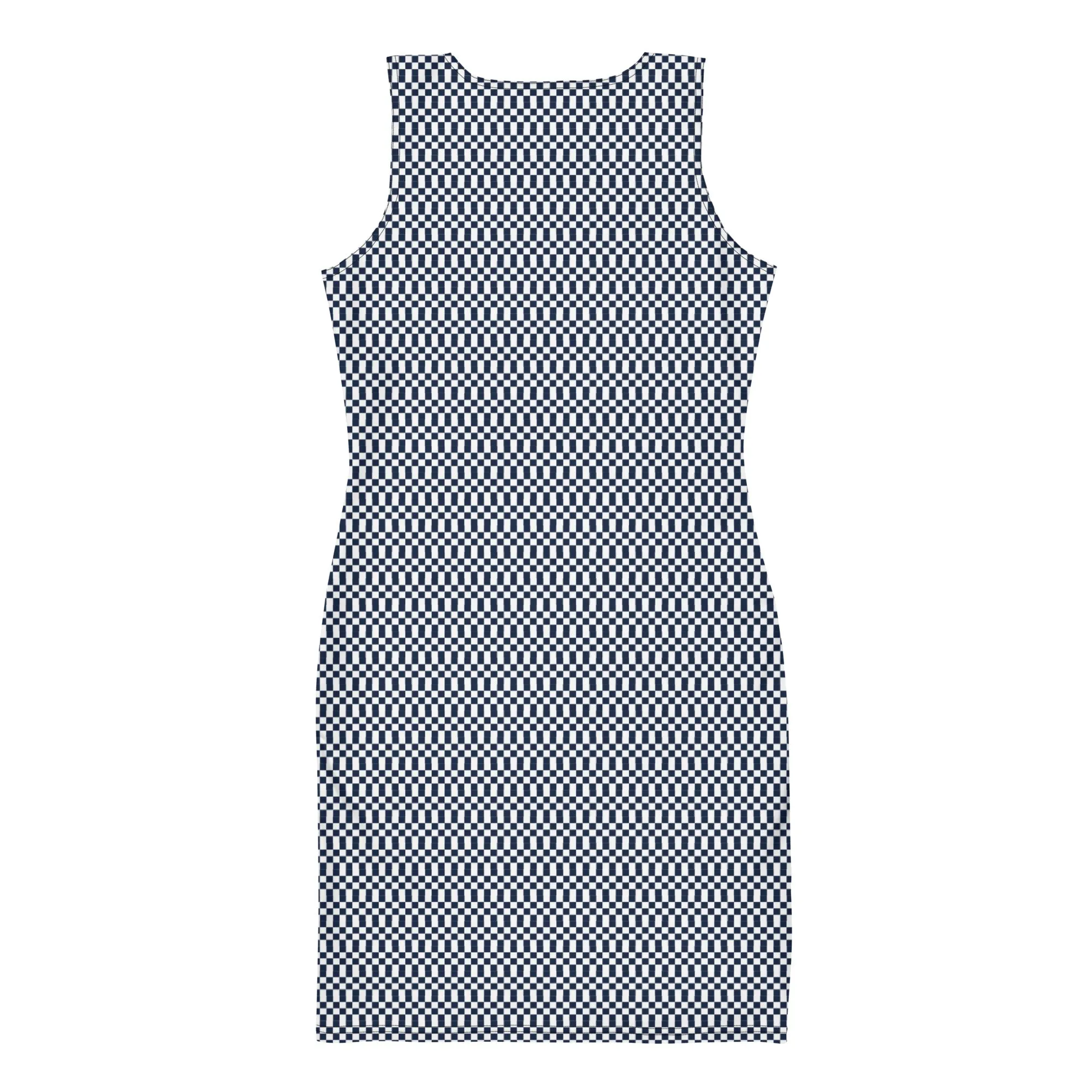 Navy Blue Micro Checker Dress