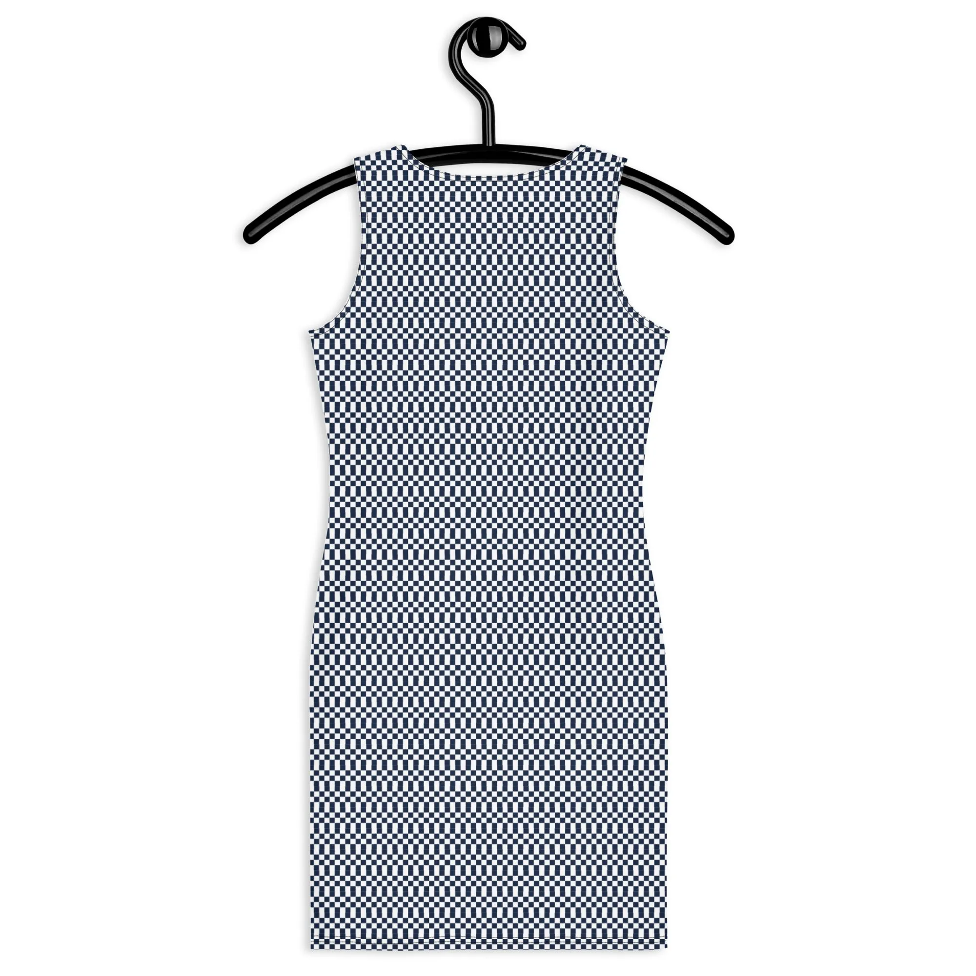 Navy Blue Micro Checker Dress
