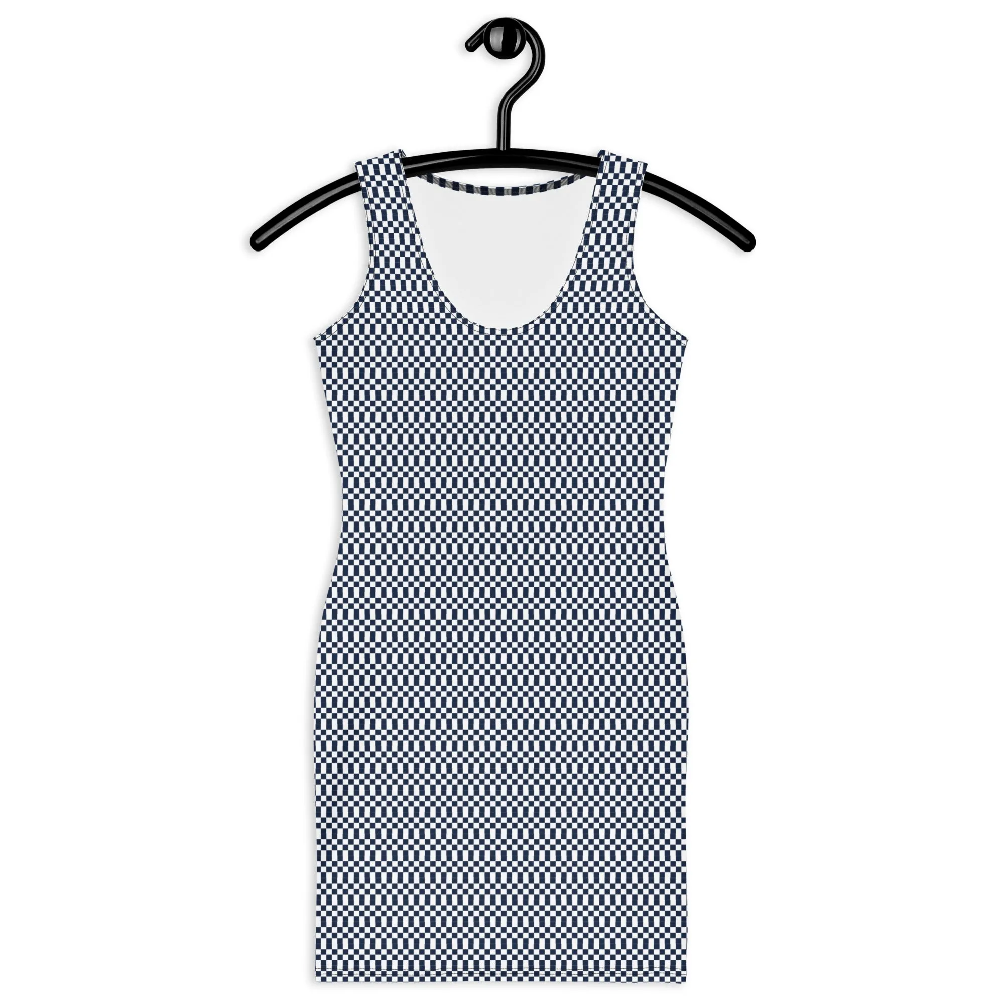 Navy Blue Micro Checker Dress