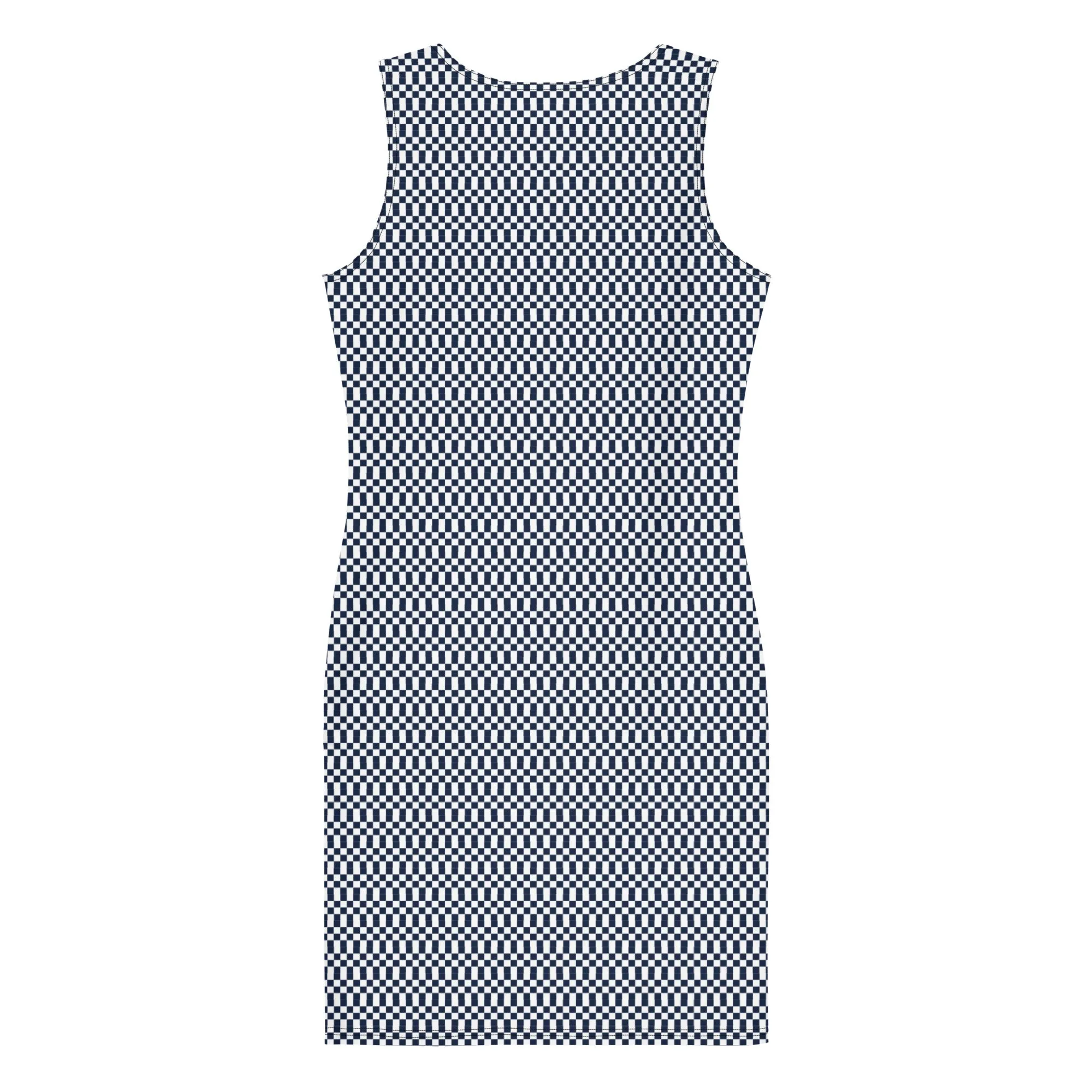 Navy Blue Micro Checker Dress