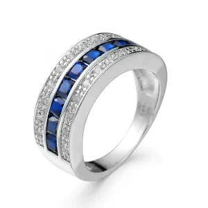 Navy Crystal & Cubic Zirconia Princess-Cut Band