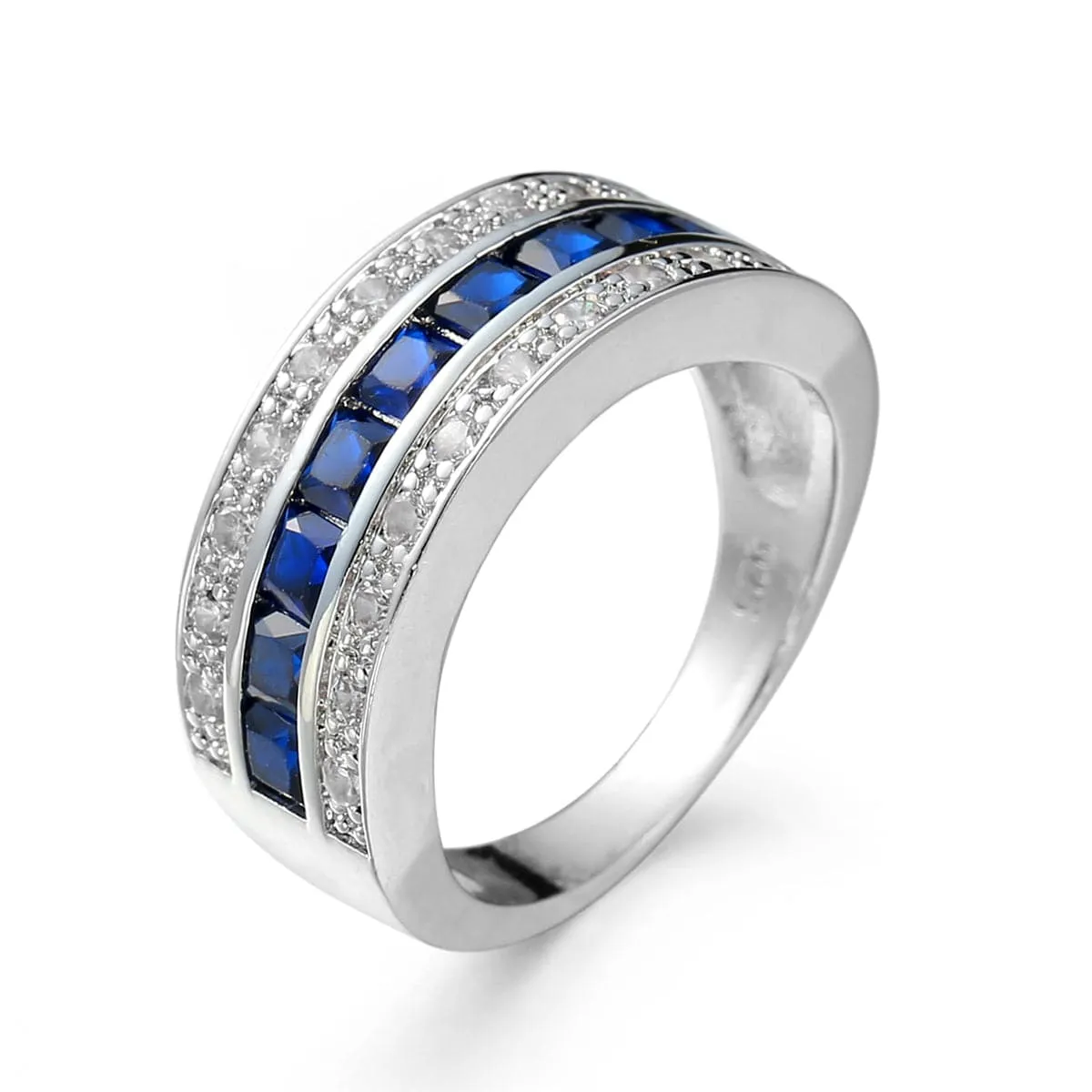 Navy Crystal & Cubic Zirconia Princess-Cut Band