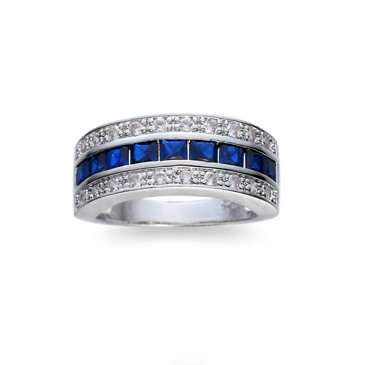 Navy Crystal & Cubic Zirconia Princess-Cut Band