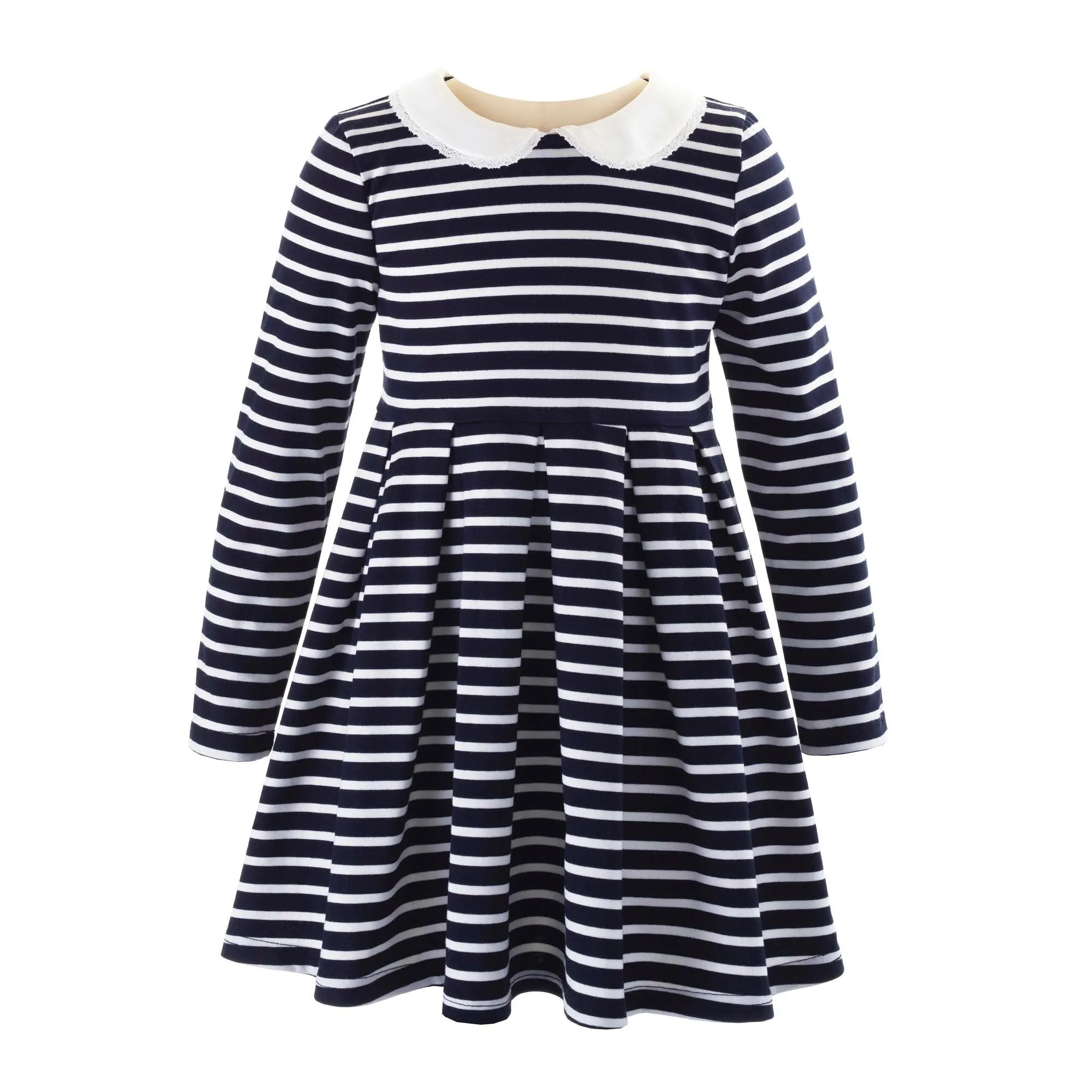 Navy Long Sleeved Breton Striped Jersey Dress