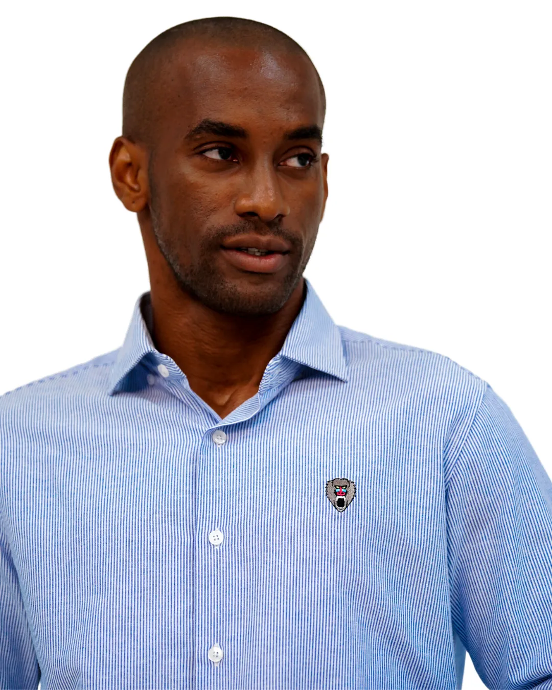 NAVY PIN STRIPE LS OXFORD