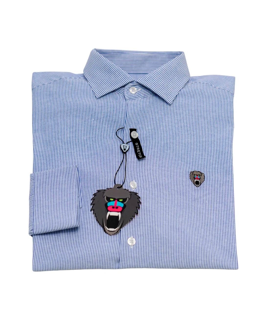 NAVY PIN STRIPE LS OXFORD