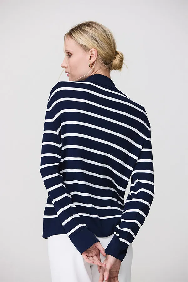 NAVY STRIPED CARDIGAN