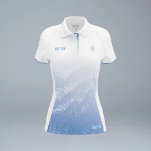 Netball QLD Women's White Cornflower Polo Shirt