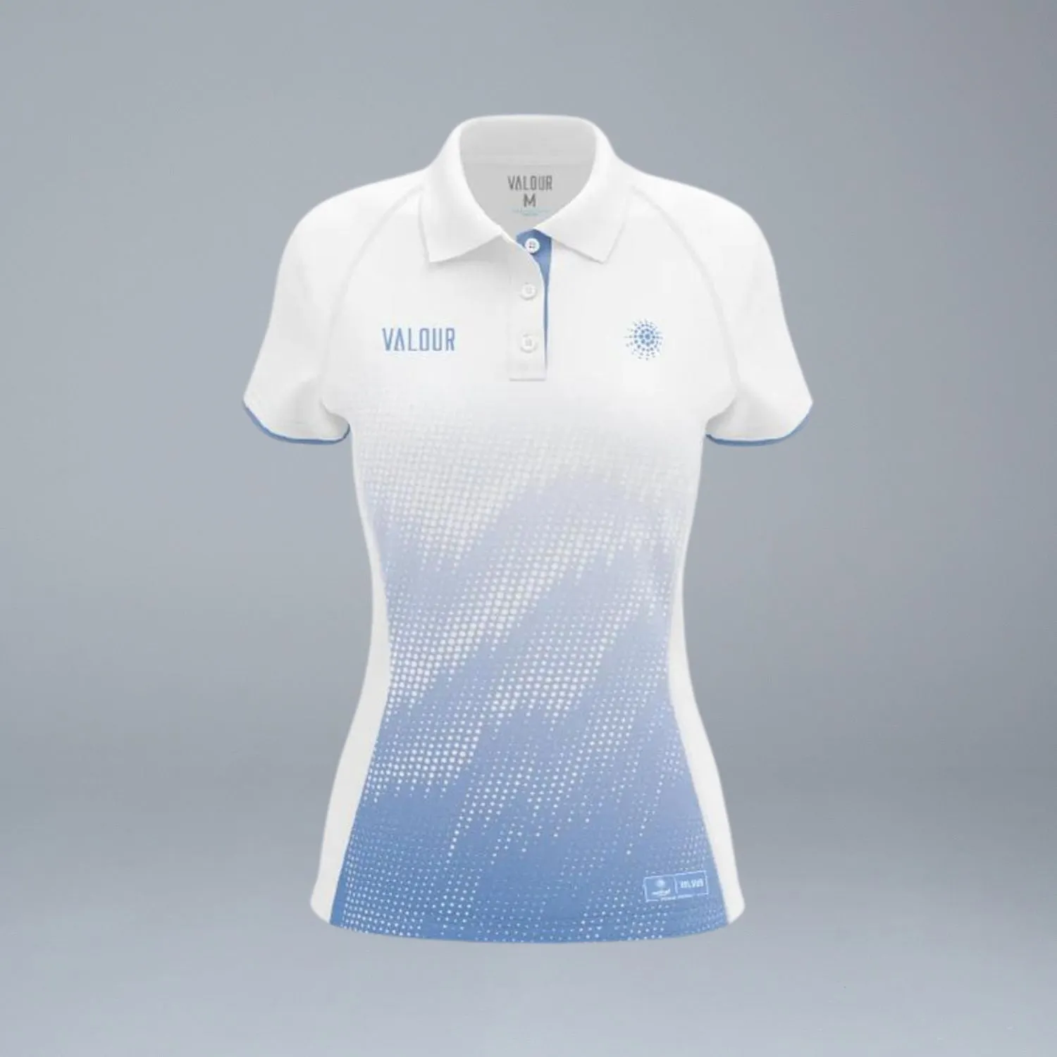 Netball QLD Women's White Cornflower Polo Shirt