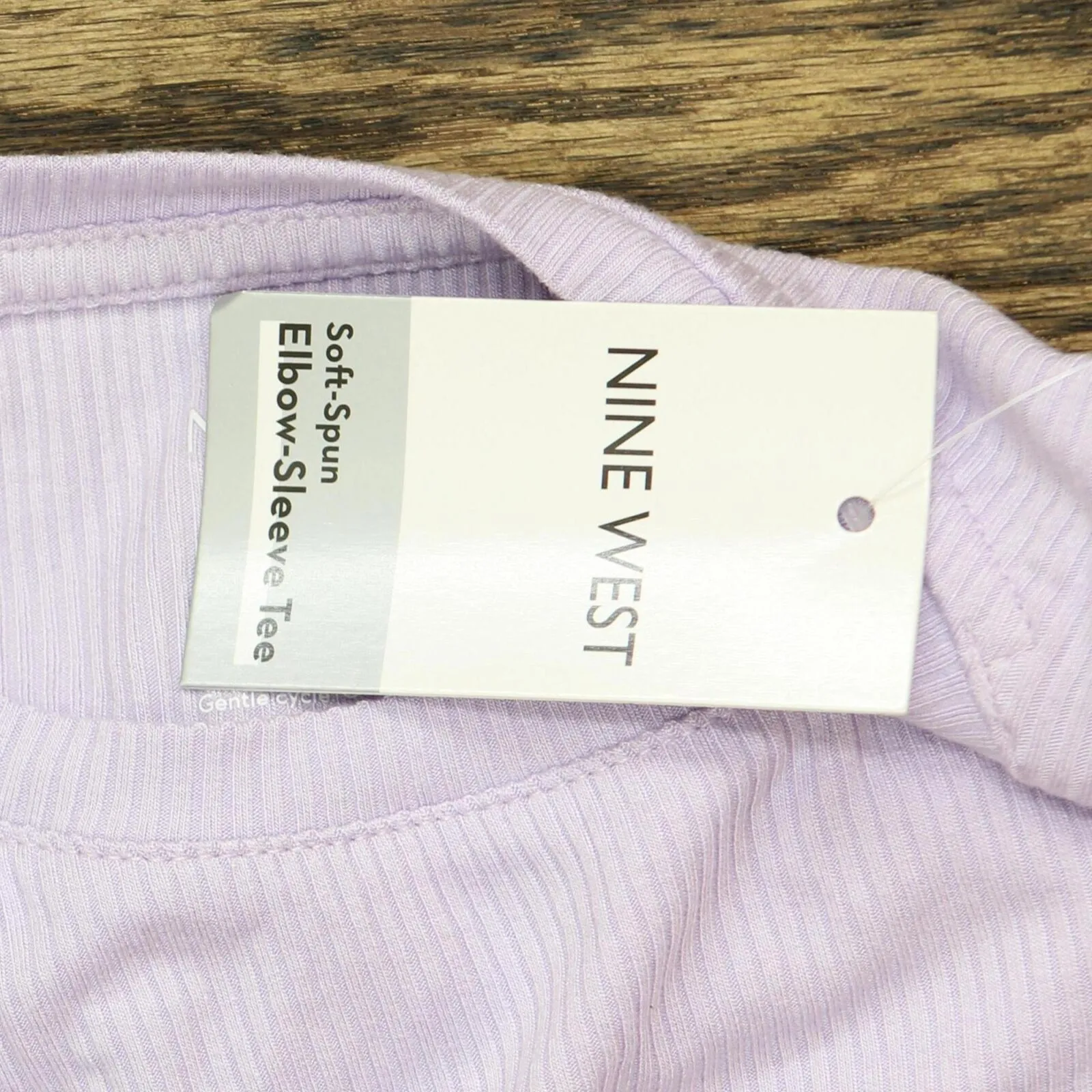 Nine West Women's Ribbed Fitted Elbow-Sleeve Tee WW21K003RS5 Lilac Purple M