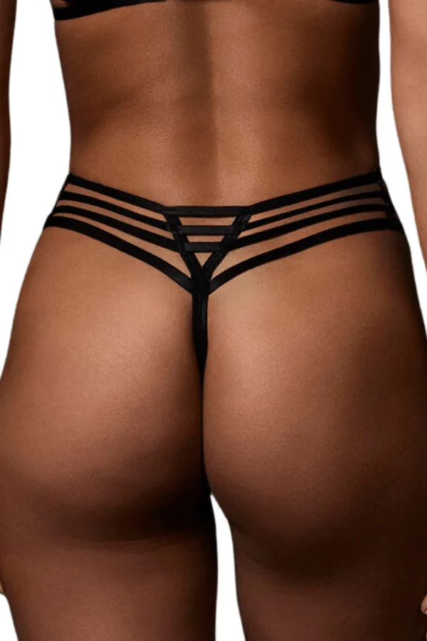 Ophelia High-Waist Thong - Black