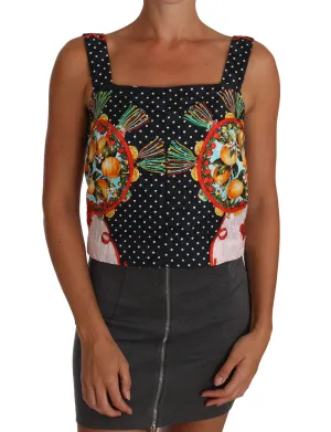 Orange Pattern Brocade Cami Blouse Top