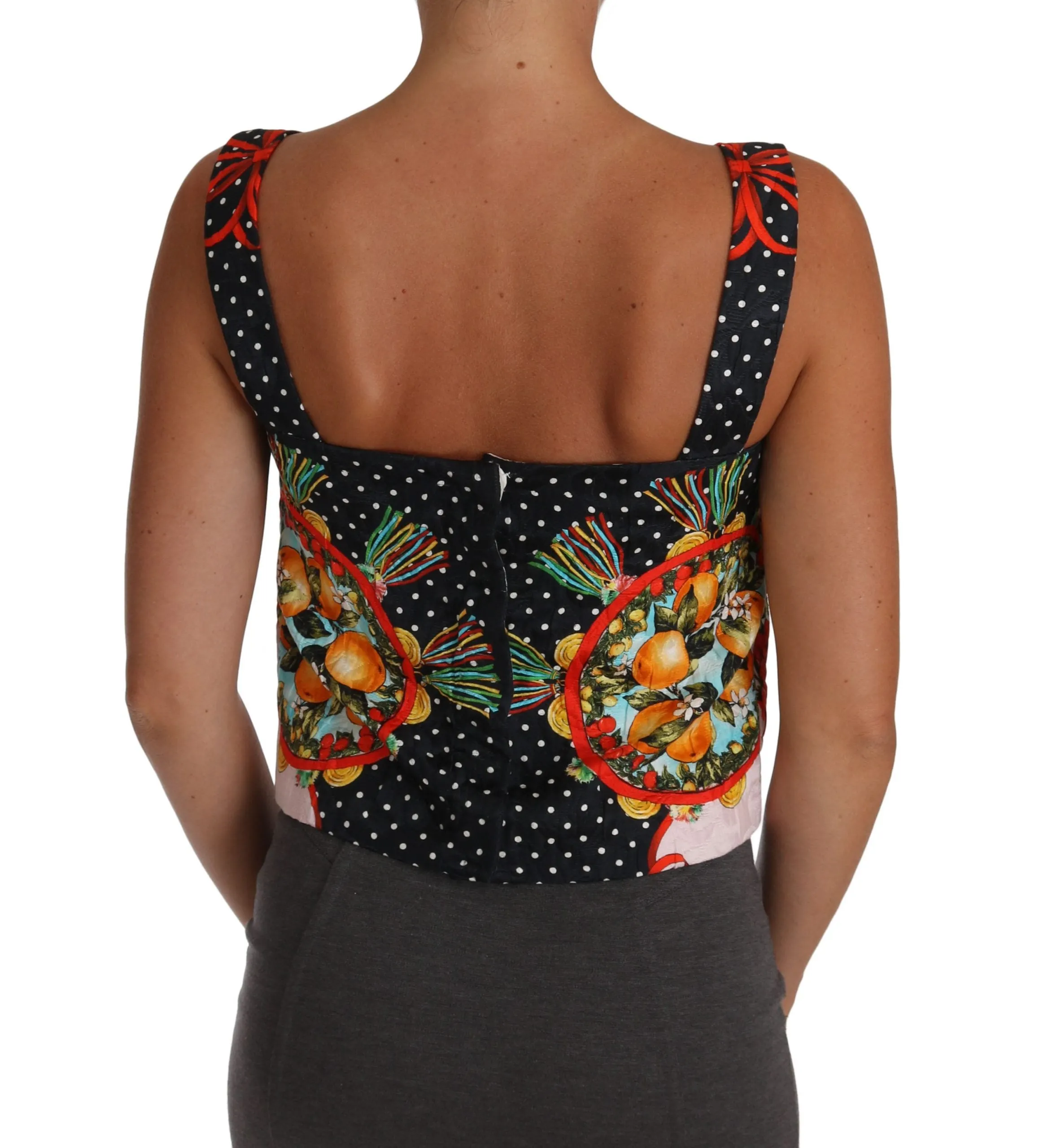 Orange Pattern Brocade Cami Blouse Top