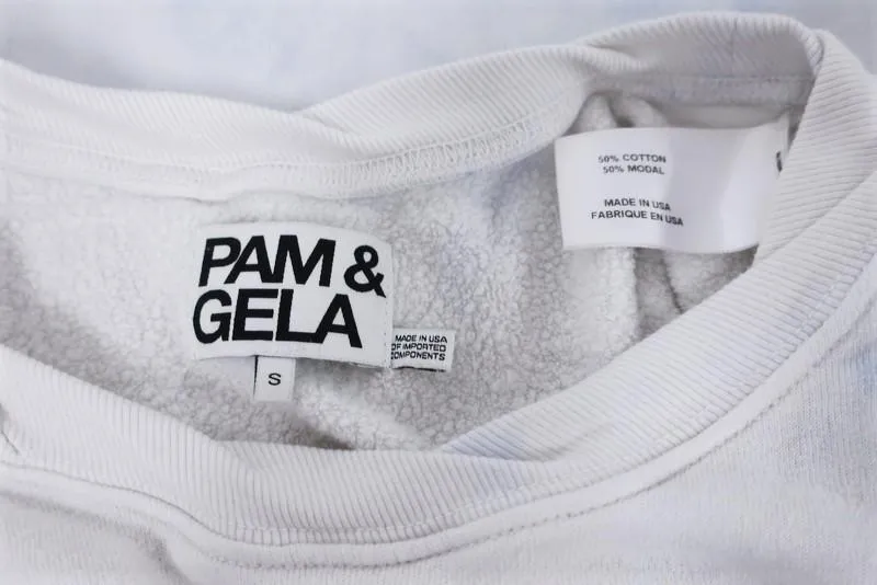 Pam & Gela Side Slit Sweatshirt with Striped Trim White/Blue Tie Dye Size Small