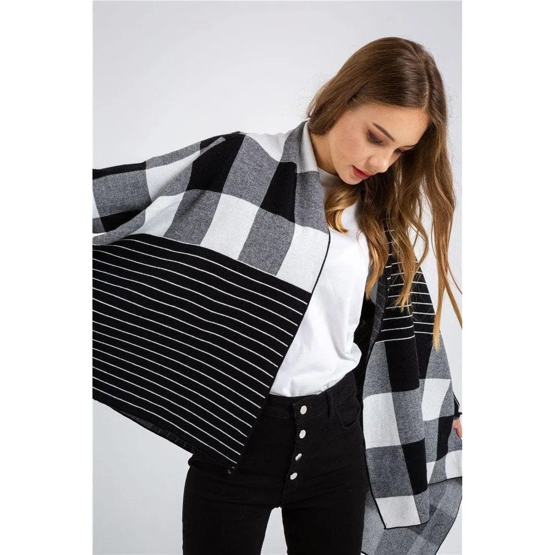 Patchwork Plaid Shirt Sweater