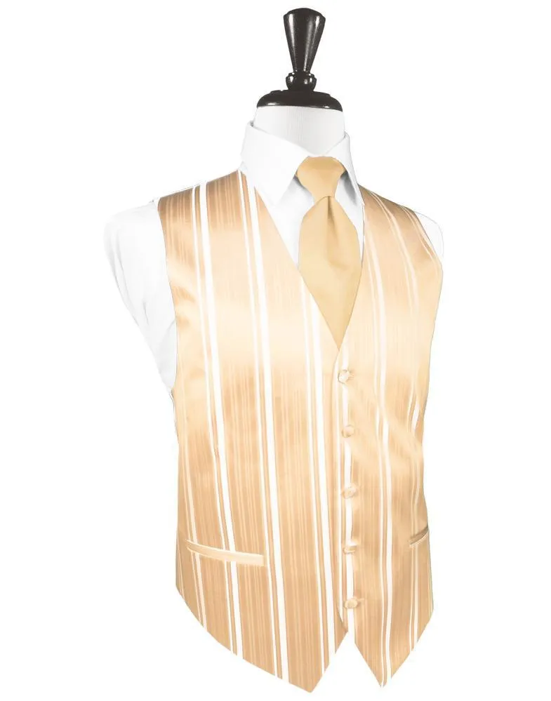Peach Striped Satin Tuxedo Vest