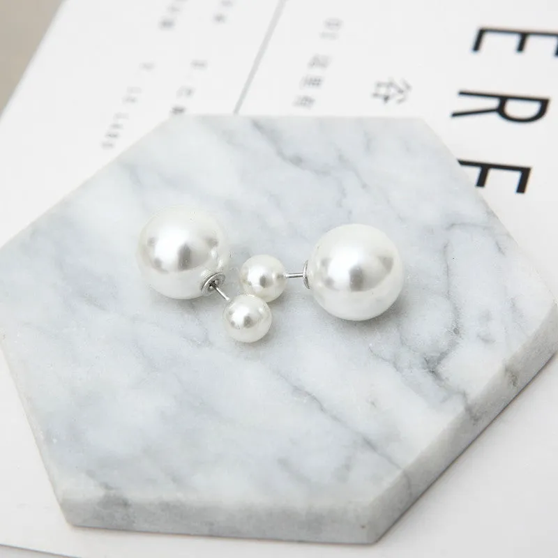 Pearl & Silver-Plated Round Ear Jackets