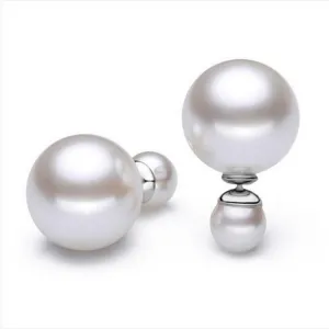 Pearl & Silver-Plated Round Ear Jackets