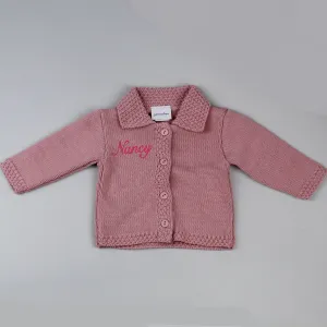 Personalised Baby Girls Cardigan - Dusty Pink