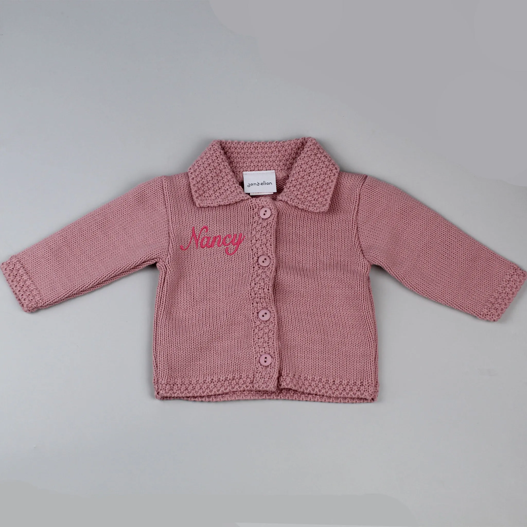Personalised Baby Girls Cardigan - Dusty Pink