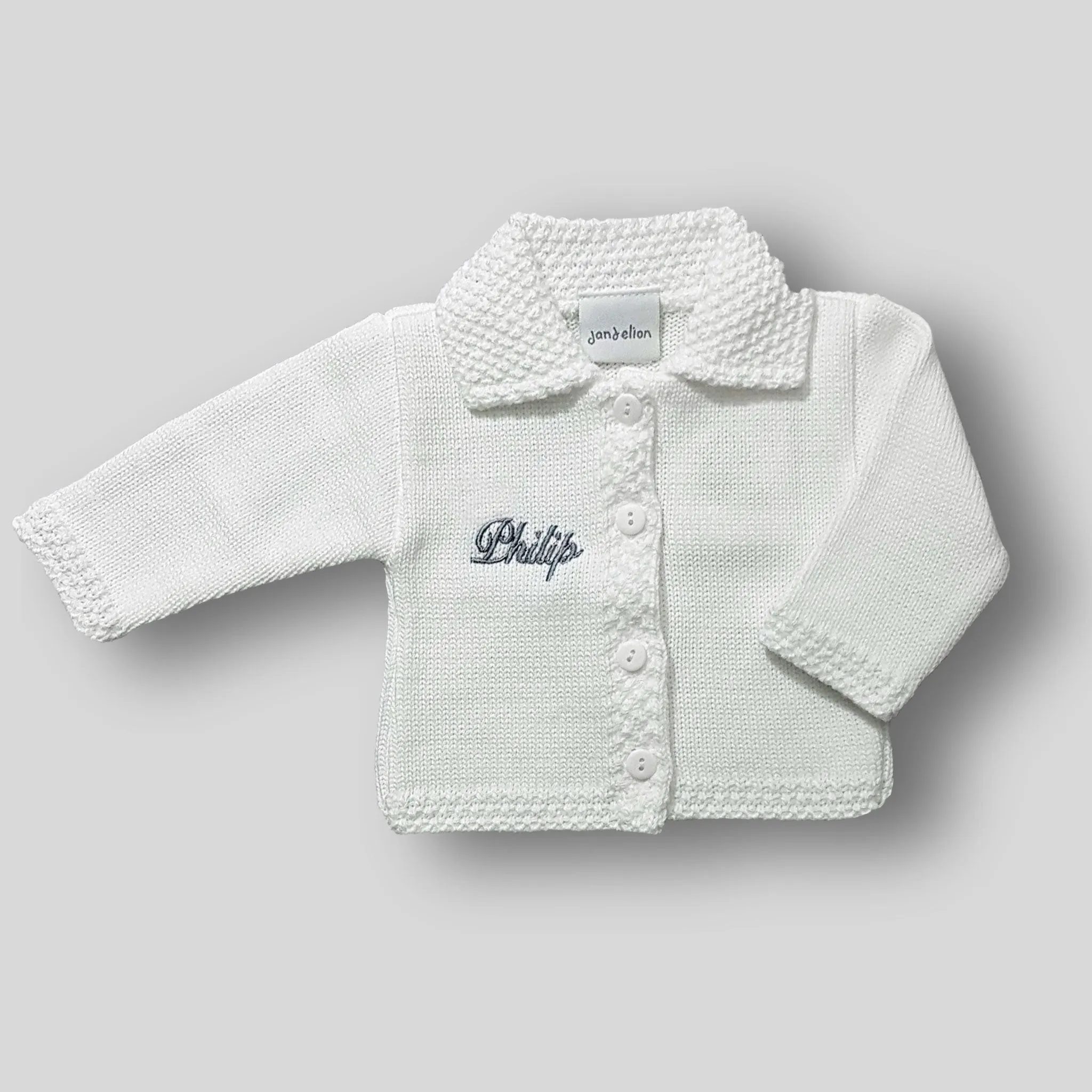 Personalised Unisex Baby Cardigan - White