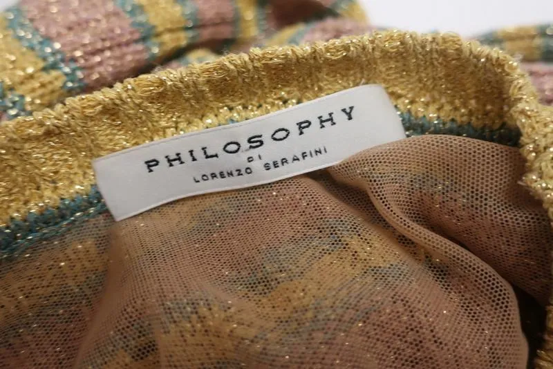 Philosophy di Lorenzo Serafini Metallic Striped Sweater Size 6 Shrunken Pullover