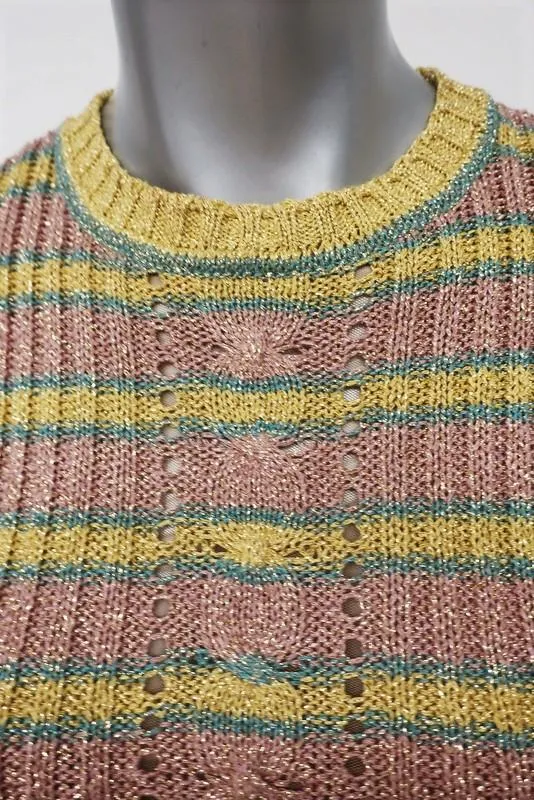 Philosophy di Lorenzo Serafini Metallic Striped Sweater Size 6 Shrunken Pullover