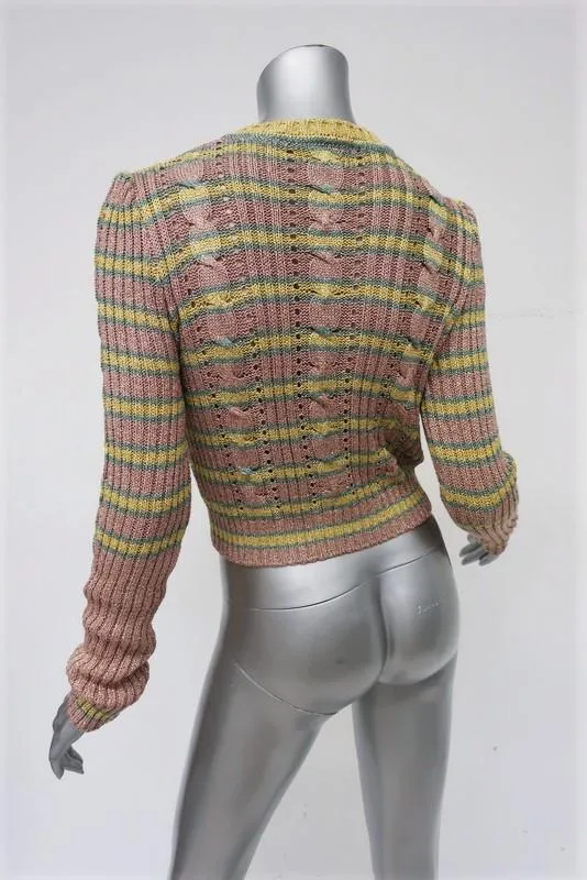 Philosophy di Lorenzo Serafini Metallic Striped Sweater Size 6 Shrunken Pullover