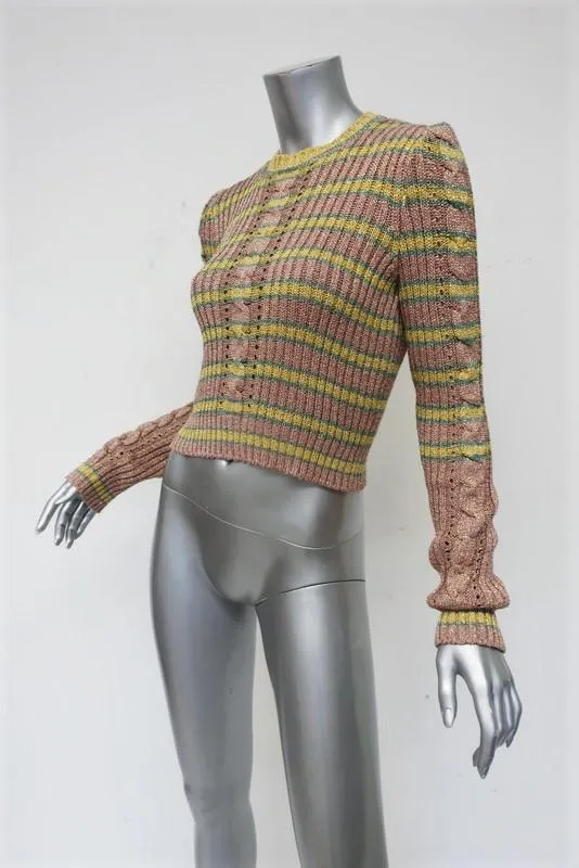 Philosophy di Lorenzo Serafini Metallic Striped Sweater Size 6 Shrunken Pullover